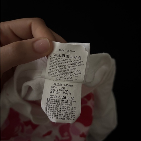 Bape White and Pink Camo Graphic Tee - Picture 6 of 6